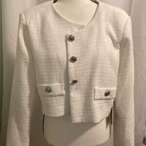 Karl Lagerfeld White Textured Blazer